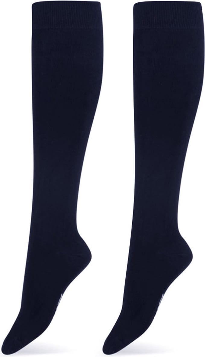 Basset 2-pack Bamboe kniekous - dames & heren - Hoge bamboe sokken - 42 - Blauw
