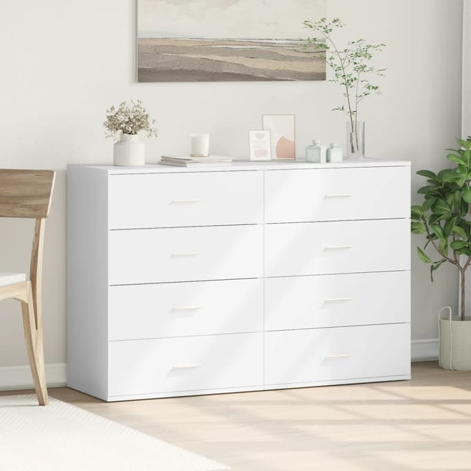 vidaXL - Dressoirs - 2 - st - 60x39x80 - cm - bewerkt - hout - wit