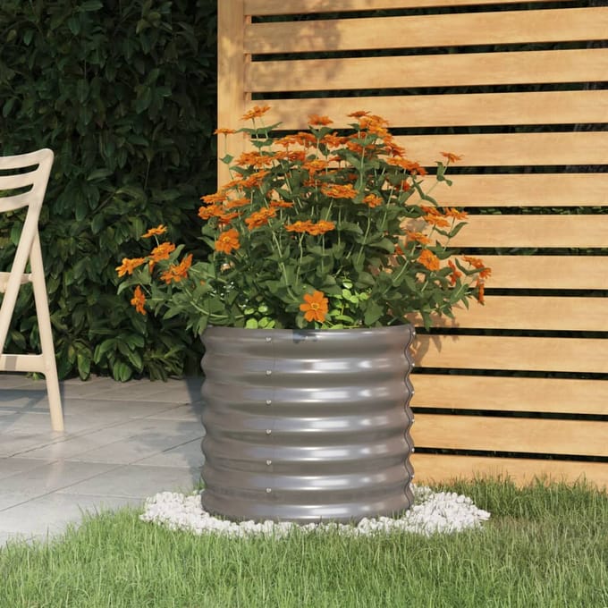 vidaXL - Plantenbak - 40x40x36 - cm - gegalvaniseerd - staal - grijs