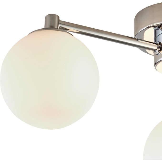 Searchlight Tiberius plafondlamp, chroom/rozet, glas, 3-lamps, G9