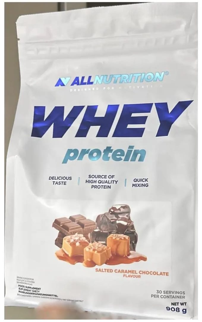 AllNutrition | Whey protein | Salted Caramel Chocolate | 908gr 30 servings | Eiwitshake | Proteïne shake | Eiwitten | Proteïne | Supplement | Concentraat | Nutriworld