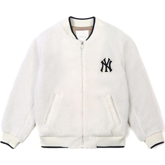 Veste en laine d'agneau MLB New York Yankees Veste unisexe Ivoire 31JPF1061-50I L