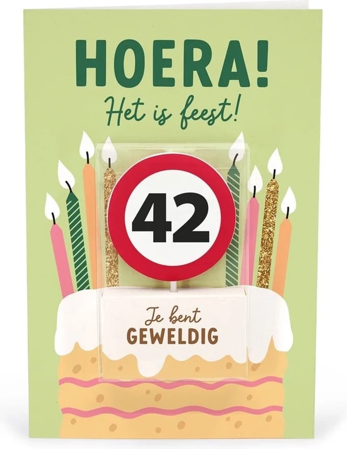 Verjaardagskaart met kaars | 42 jaar | Je bent geweldig