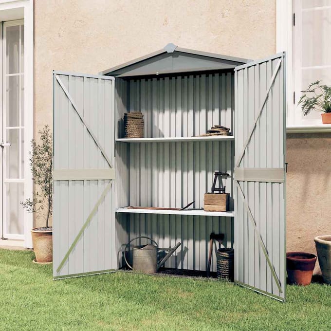 vidaXL - Tuinschuur - 116x45x175 - cm - gegalvaniseerd - staal - grijs