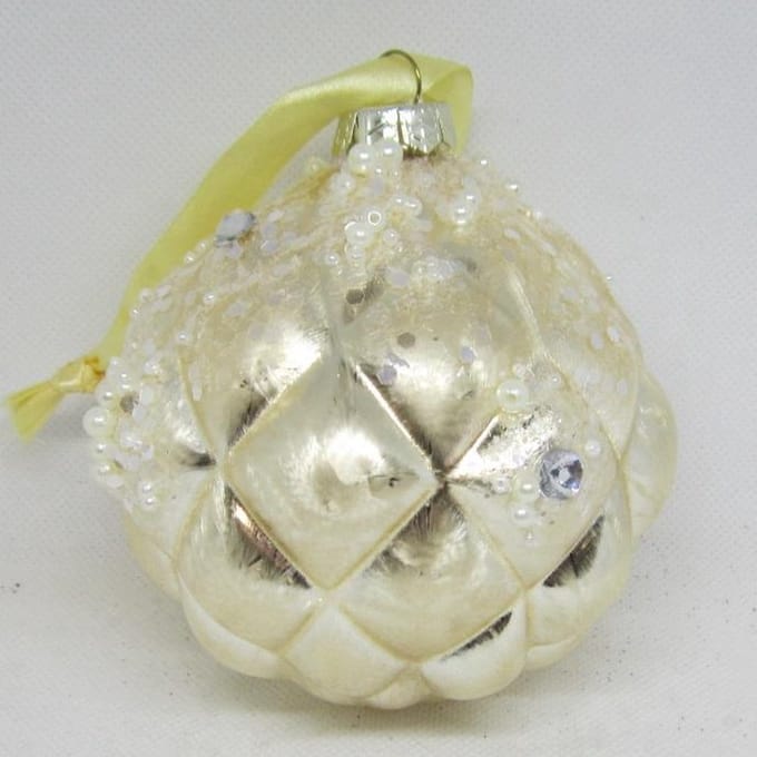 ZoeZo Design - 14 stuks - Kerstbal - licht goud - groot - , pailletten - Ø 9 cm - Glas