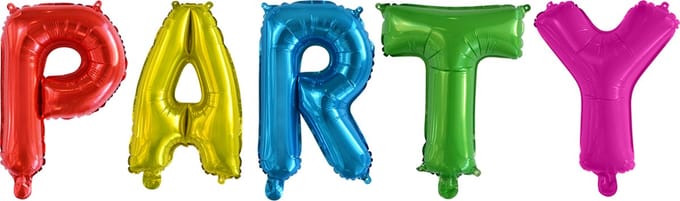 Folieballon Tekst 16" 'Party' Assorti