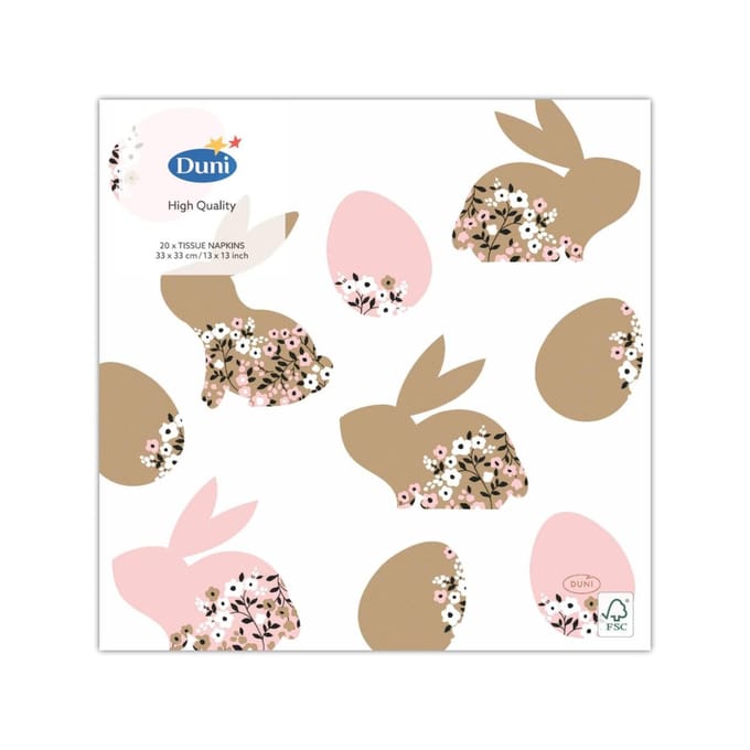 Paasservetten Blooming Bunnies - 33 x 33 cm