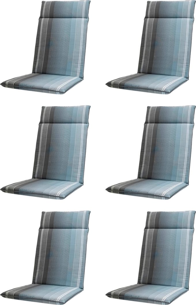 Madison - Tuinkussen - Hoge Rug - 6 st - Stef Grey - 120x50cm - Grijs