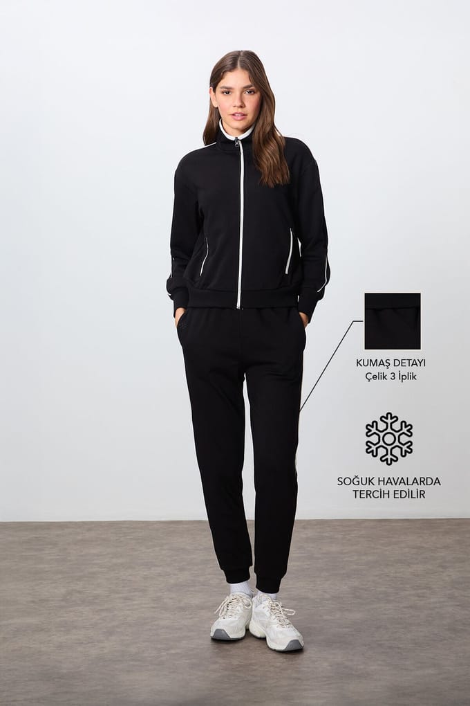 Oversized sweatshirt met ritssluiting en bijpassende broek set