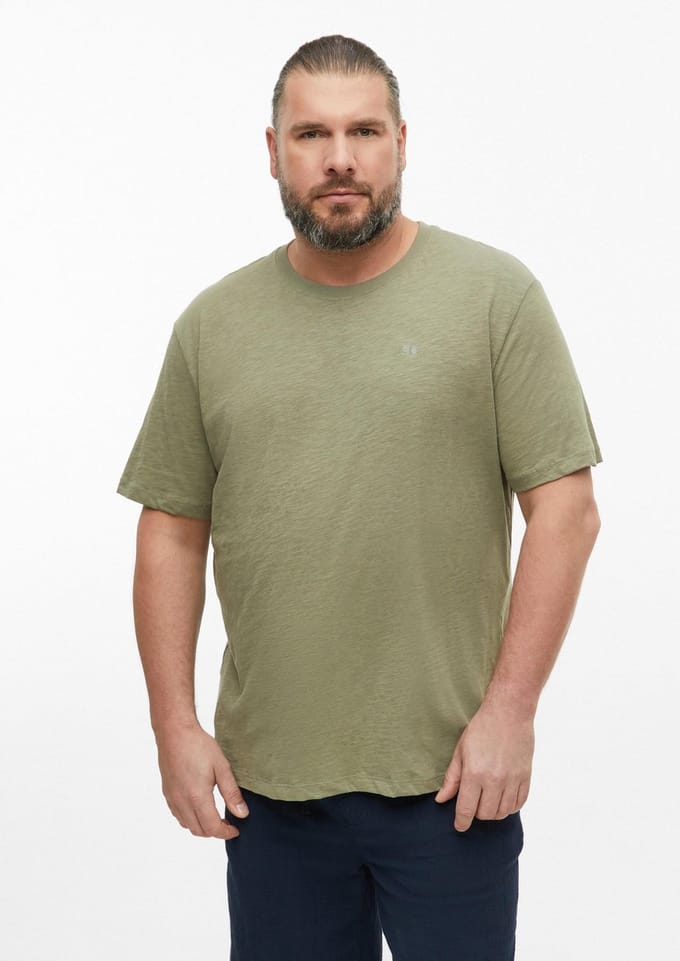 s.Oliver - male - T-shirt in vlamgarenstructuur met logodetail