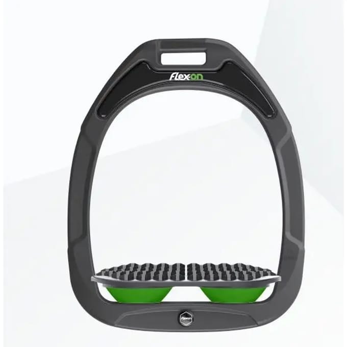 Endurance stijgbeugels Antraciet/Grijs/Groen Flex-On Green Composite