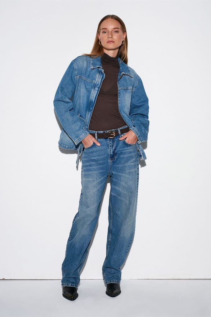 Hoog-Waisted Wijde Jeans van Katoen