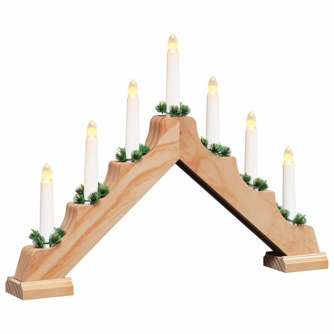 vidaXL - Kerst - Kaarsbrug - 7 - LED's - Warmwit - 39,5 - x - 5 - x - 29 - cm