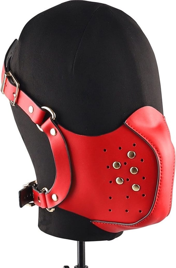Nooitmeersaai - leren BDSM mondmasker - rood