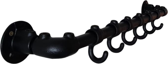Steigerbuis Kapstok 70 cm - 6 Haken - Industrieel Design - wandkapstok