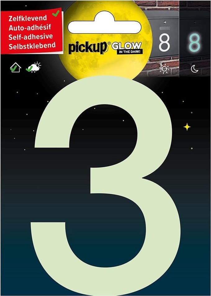 Pickup Glow in the dark Huisnummer 3 - 10 cm
