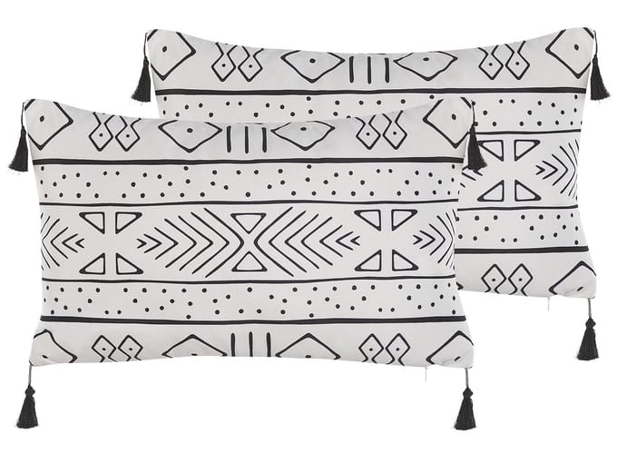 SCHEFFLERA - Sierkussen set van 2 - Wit - 30 x 50 cm - Fluweel