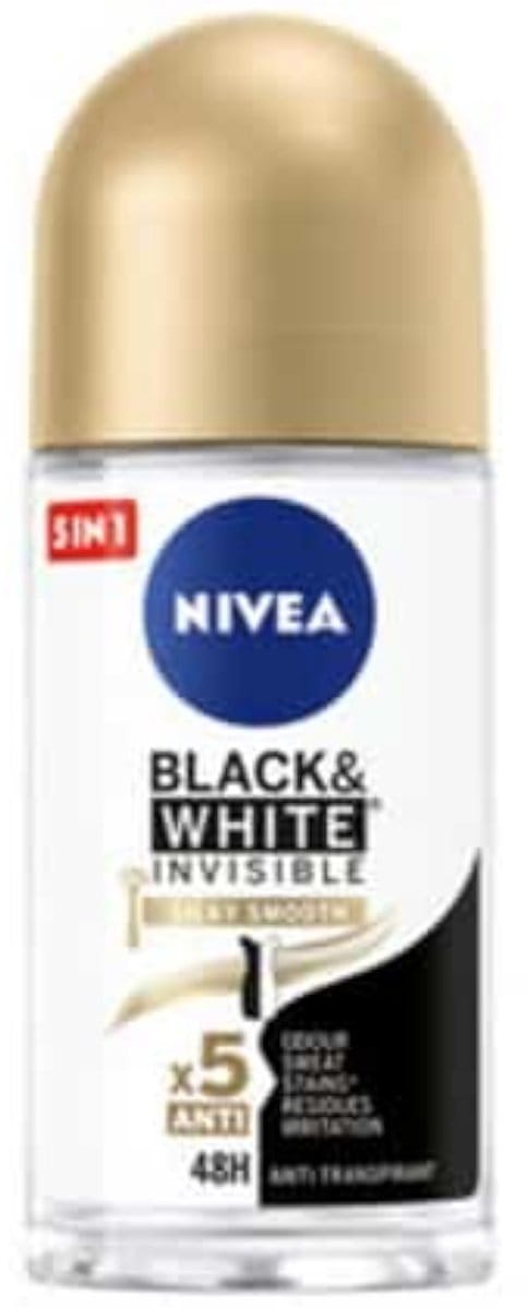 Nivea Deodorant Roller Black & White Silky Smooth - 50 ml