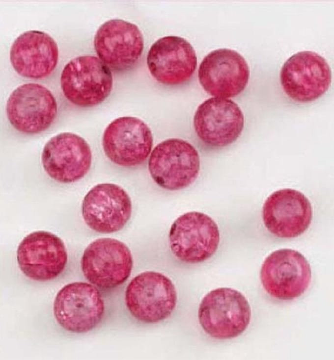 Sparkle glass beads, 8mm, Fuchsia, 20pcs