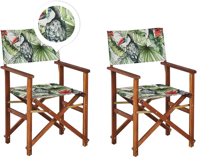 CINE - Tuinstoel set van 2 - Donkerbruin/Gebroken wit - Polyester