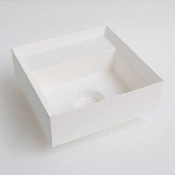 Fontein INK Vice Vierkant 27x27x9cm Polystone Mat Wit Zonder Kraangat met Afvoerplug