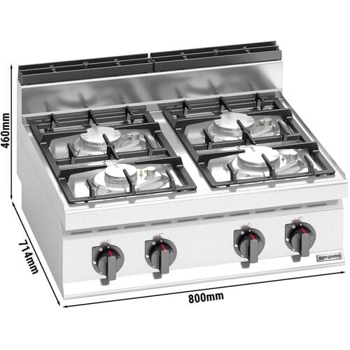 GGM Gastro Gasherd - 21,5 kW - 4 Brenner Zilver