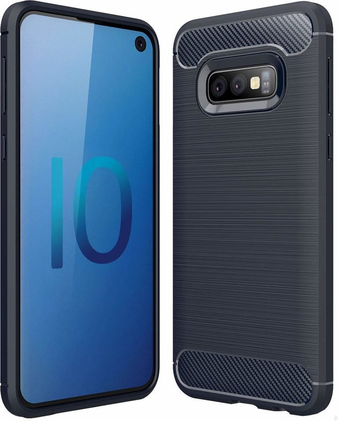 Ntech Soft Brushed TPU Hoesje Geschikt Voor Samsung Galaxy S10 - Donker Blauw