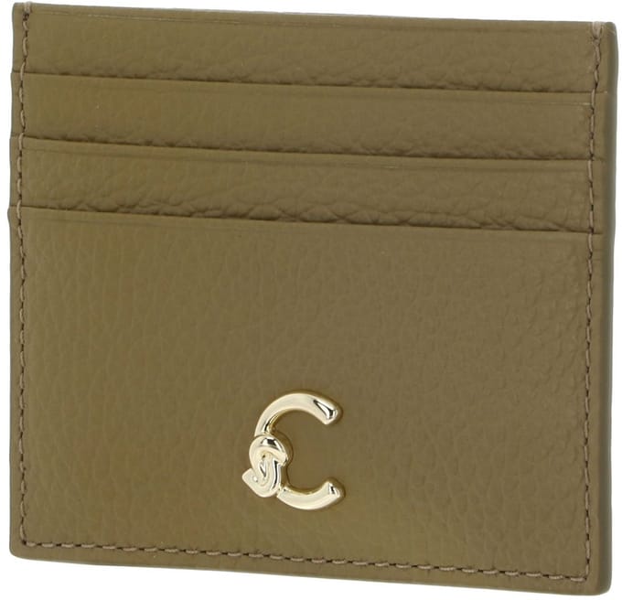 COCCINELLE Leren kaarthouder C-Me Document Holder Grained Leather Seagrass kaki