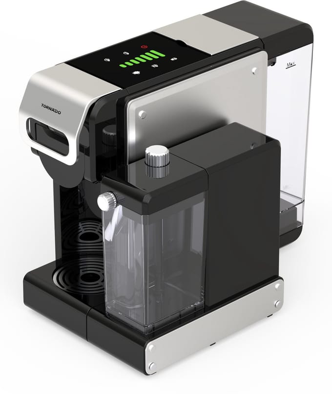 Tornado TST-550M-GS Koffiezetapparaat – 7-in-1 Multi Capsule Koffiemachine – 19 Bar – Dual Thermoblock – Melkopschuimer – 1L – Zilver/Zwart