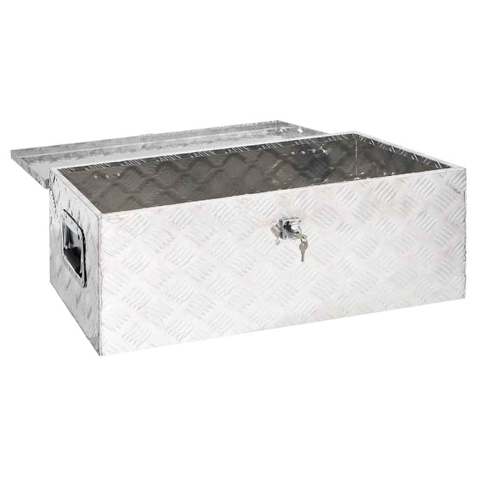 vidaXL - Opbergbox - 80x39x30 - cm - aluminium - zilverkleurig