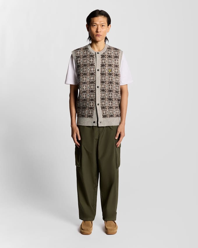 Geborstelde mouwloze cardigan Lyle & Scott Intarsia