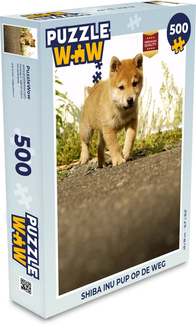 Puzzel Shiba Inu pup op de weg - Legpuzzel - Puzzel 500 stukjes