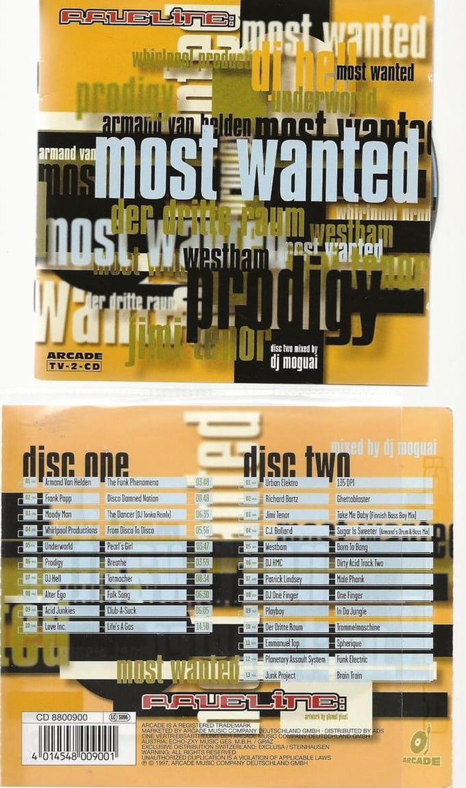 Raveline - Most Wanted | Media condition: Very Good Plus (VG+) | CD, Comp + CD, Mixed