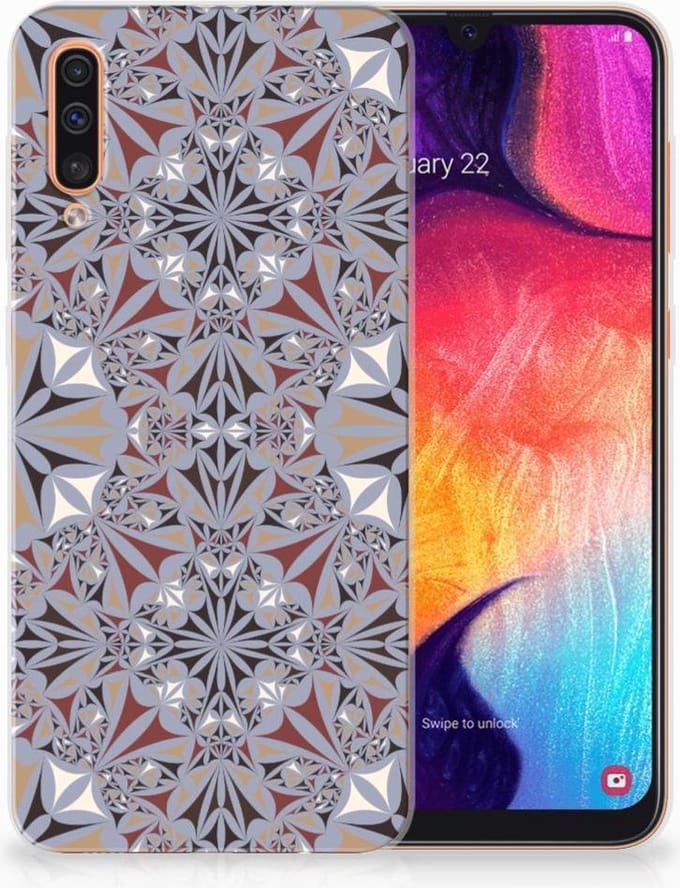 Samsung Galaxy A50 TPU Siliconen Hoesje Flower Tiles