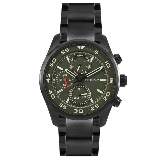 Prisma horloge P.1829  Multi-functie Groen bracelet Black sl