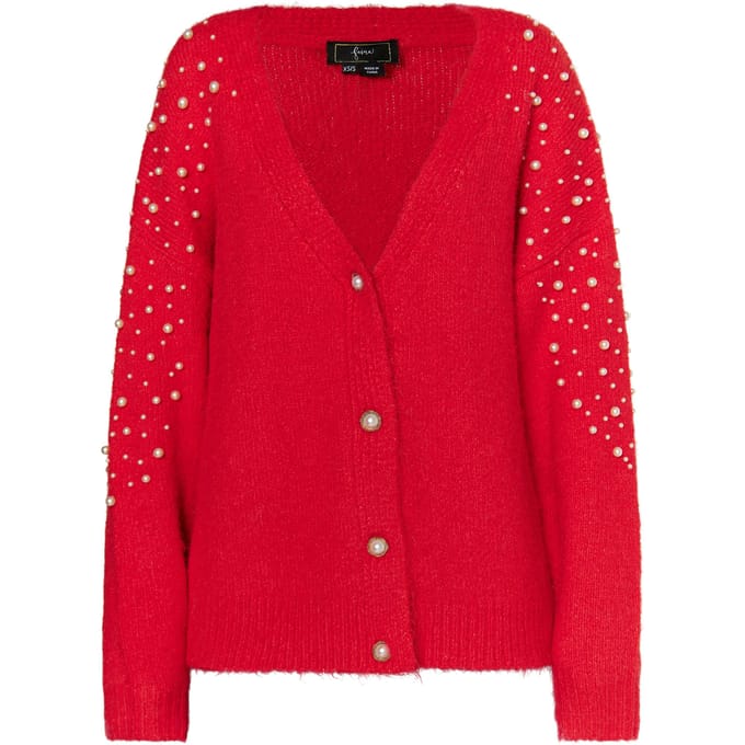 Faina Vest met parels Dames rood
