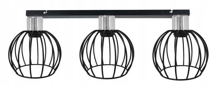 Chromen Plafondlamp Loft Stijl met 3 Zwarte Bollen E27