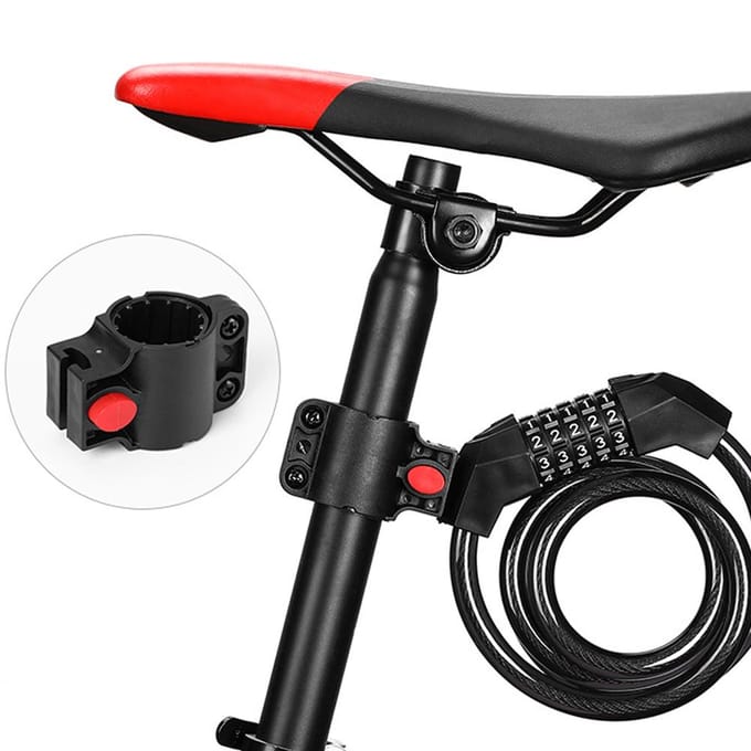 Fietsveiligheidsslot Fiets Motorfiets AntiDiefstal Elasticiteitsslot 5 Cijfers Combinatie Wachtwoord Weg 1.2m black