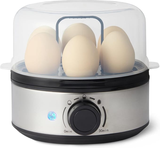 Florixa® Eierkoker electrisch - Eierkoker - Eierkoker met timer - Zwart / Antraciet -‎19cm x 19cm x 16cm