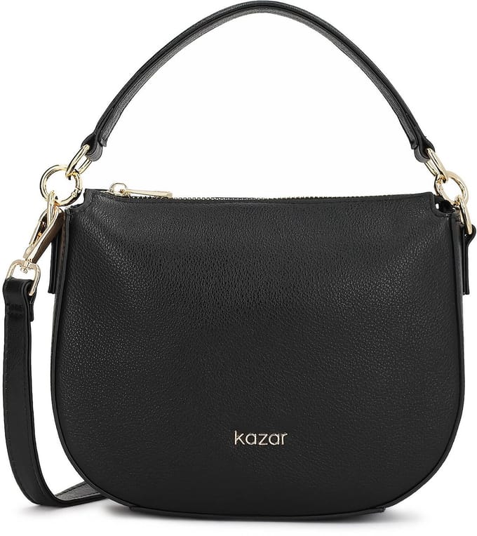 Black leather handbag with two straps