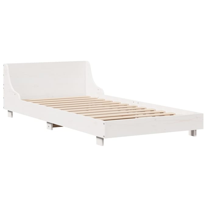 vidaXL - Bedframe - zonder - matras - massief - grenenhout - wit - 140x200 - cm