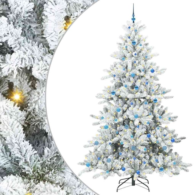vidaXL - Kunstmatige - Hinged - Kerstboom - Wit - 240 - cm - PVC - en - Staal