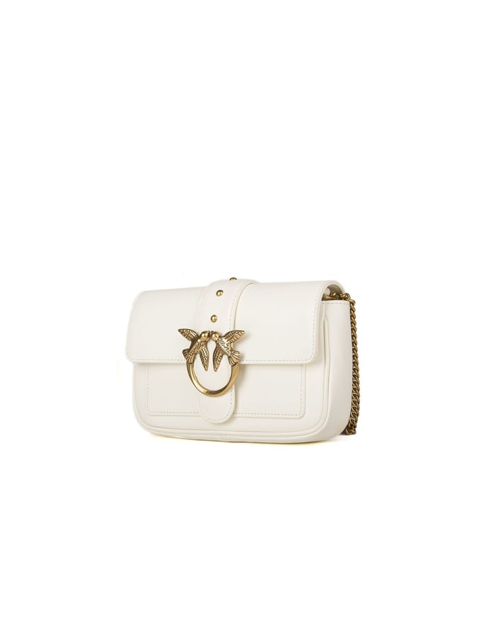PINKO Schoudertas Love One Pocket C White - Antique Gold Crème