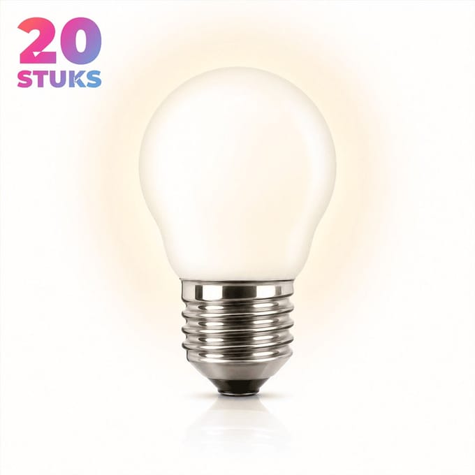 20x Kogel Gloeilamp E27 - 40W - Warm Wit Licht (2700K) - 300 lm - 1 jaar - Dimbaar