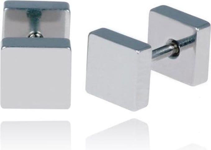 LGT Jewels Stud oorbellen Square Zilverkleurig 8mm