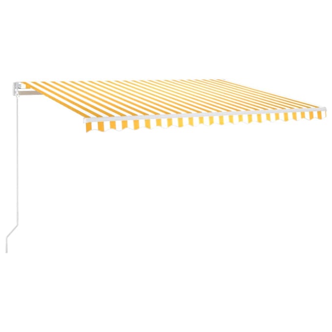 vidaXL - Luifel - handmatig - uittrekbaar - met - LED - 450x350 - cm - geel - en - wit