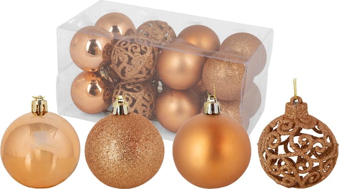 Cosy at Home kerstballen - koper - 32x st - 6 cm - kunststof