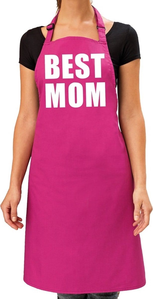 Best Mom keukenschort roze voor dames - Moederdag - bbq schort