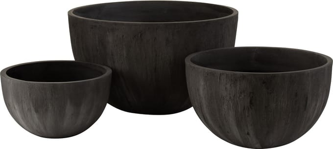 J-Line bloempot Rond Laag - keramiek - zwart - 3 stuks - Ø 60 cm