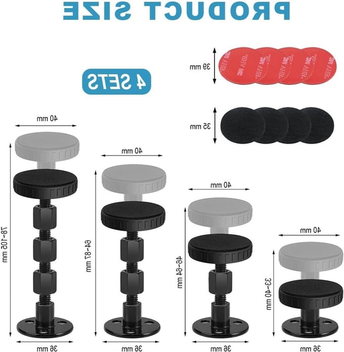 Set van 4 Verstelbare Bedframe Steunen, Wandbescherming en Stabilisatie, 78-105 mm, Ideaal voor Stabiele Bedconstructies